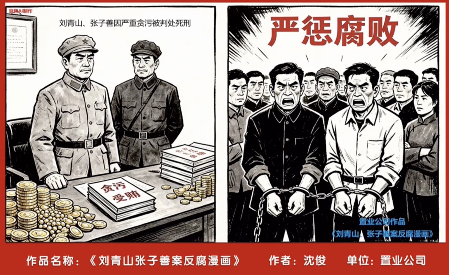 刘青山张子善案反腐漫画